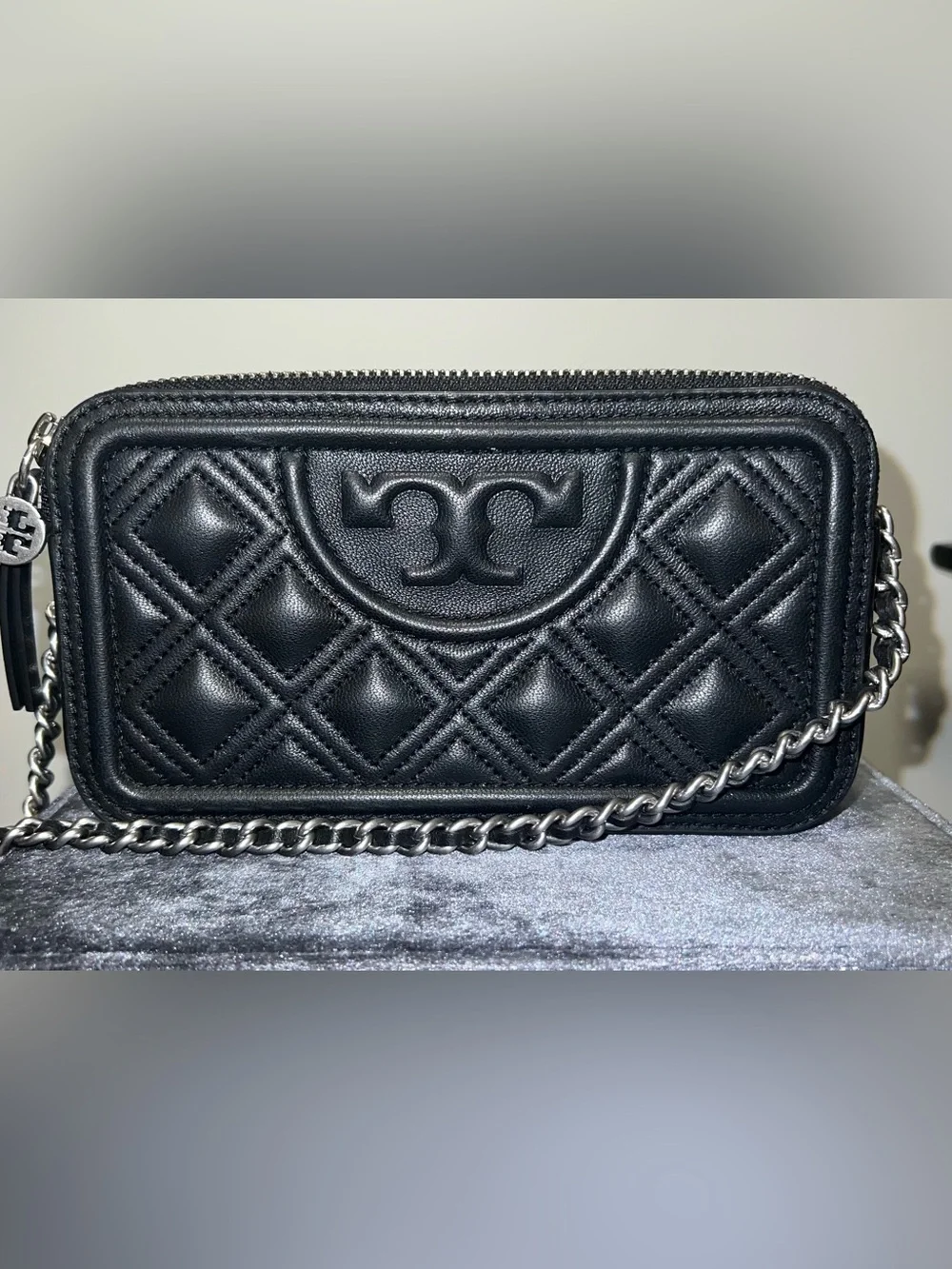 Tory Burch Black Quilted Leather Chain Crossbody